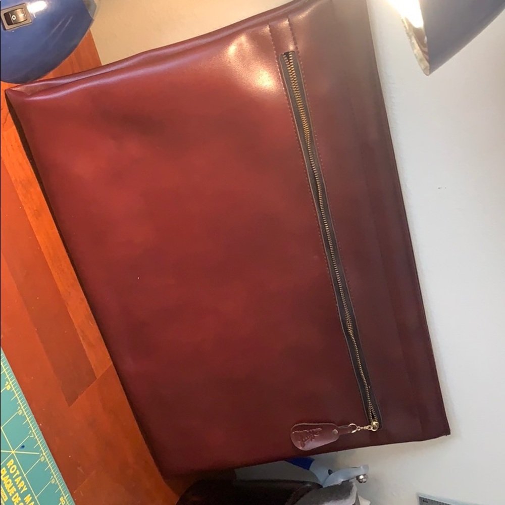 Vintage Faux Leather Portfolio Burgundy Case
